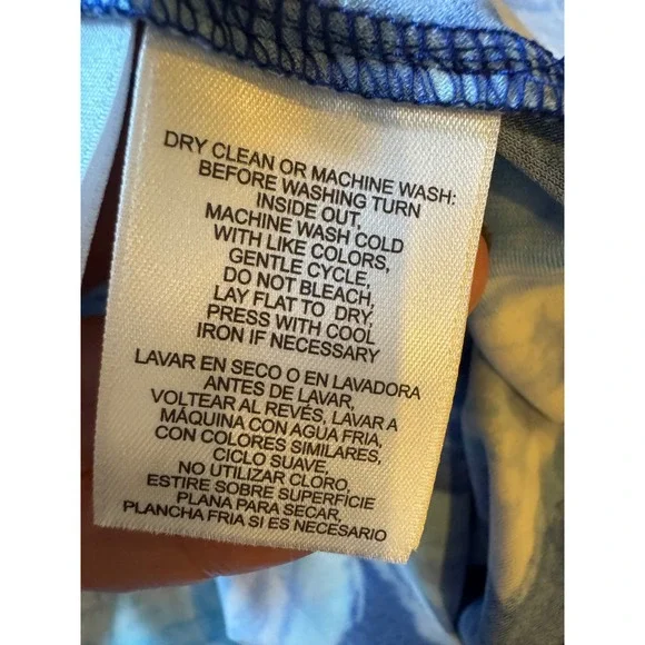 Pappagallo Dress Women Medium Blue Floral Bell Sleeve Mini Boho Flowy‎ Beach - Picture 4 of 11